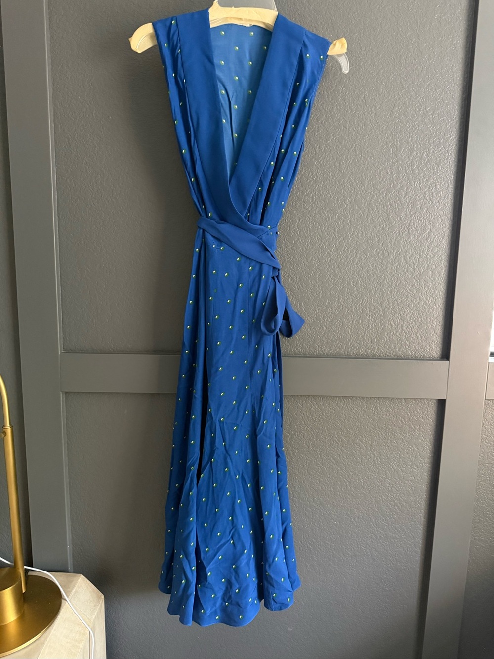 DIANE VON FURSTENBERG • Blue white green wrap tank maxi dress - Small